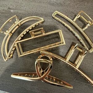 Gold Hair Claw Clips Set